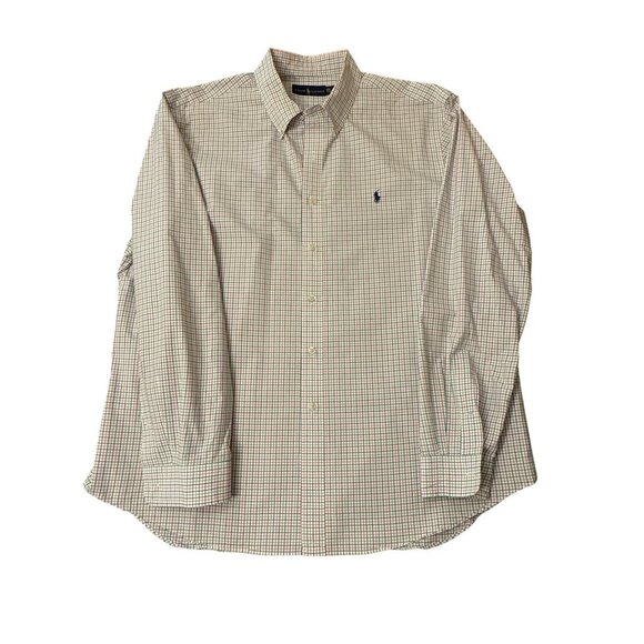 Ralph Lauren Mens XXL Button-Down Plaid Shirt Green/Red Checkered Long Sleeve Co - Picture 1 of 6